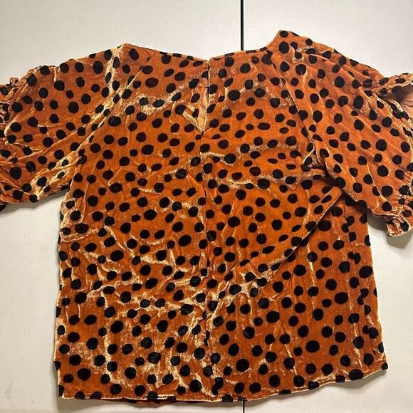 MADEWELL  Velvet Memento Ruffle Sleeve Top in Leopard Dot xs - Picture 9 of 9